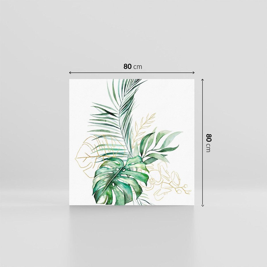 Obraz na płótnie 80x80 - Luksus w Detalu - złote, liście