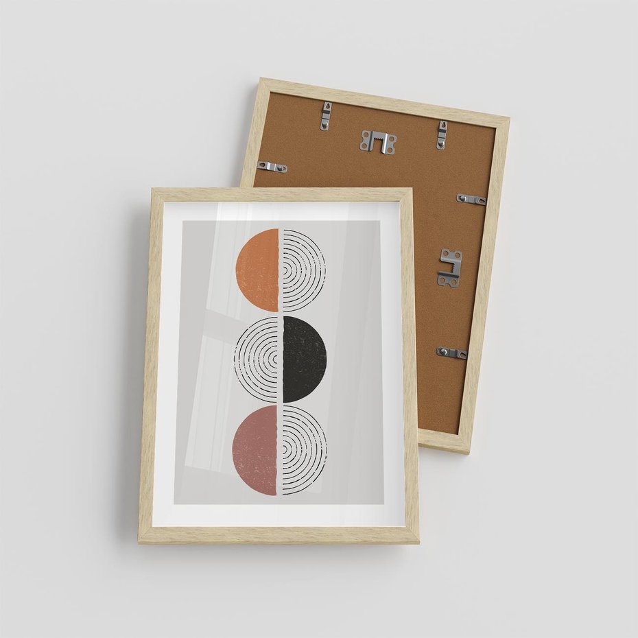 Plakat w ramie 30x40 - Eksperymenty z Geometrią - geometryczny plakat, sztuka nowoczesna - rama drewno