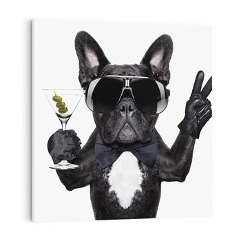 Obraz na płótnie 60x60 - Boxer Drink Zabawa - pies, boxer