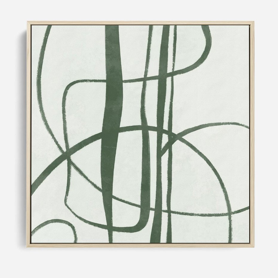 Obraz w ramie 80x80 - Zielony Spokój - zielona abstrakcja, spokojny plakat - rama drewno
