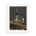 Plakat w ramie 50x70 - Miasto rozświetlone nocnym blaskiem - miasto, nocą - rama biała