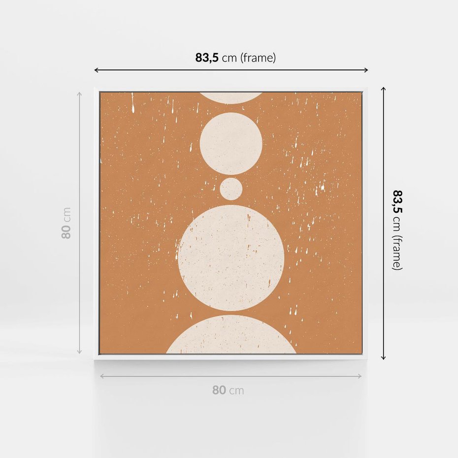 Obraz w ramie 80x80 - Podróżne Echa - mid century styl, nowoczesna grafika - rama biała