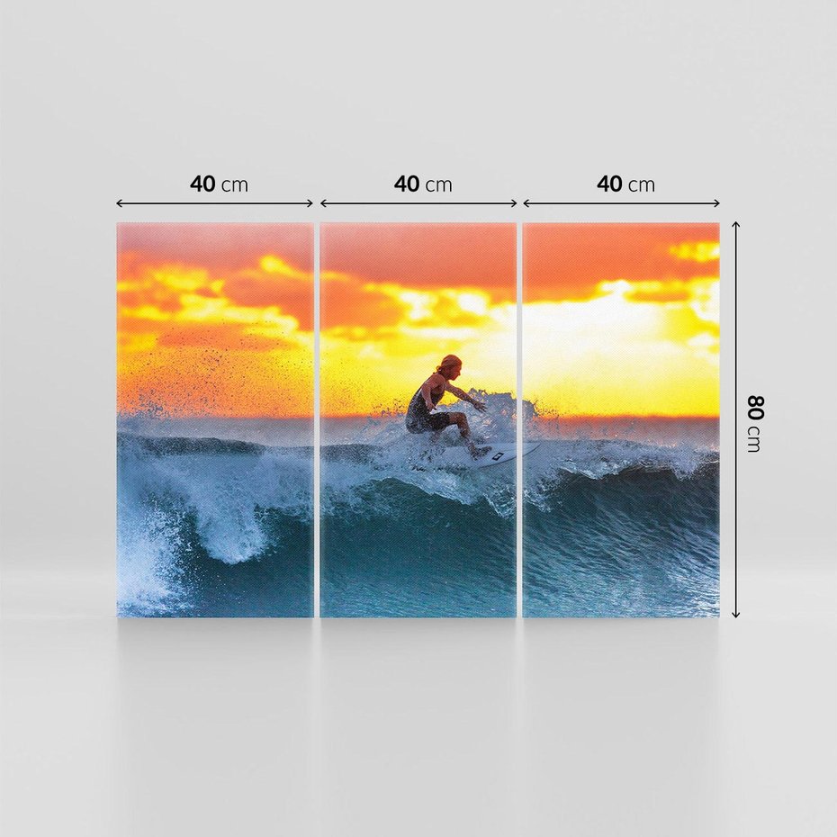 Obraz na płótnie 120x80 - Surfer na falach morza: Spotkanie z wolnością - surfer, surfing