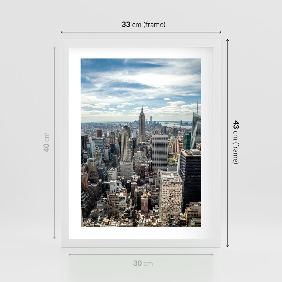 Plakat w ramie 30x40 - Duch Nowego Jorku - Manhattan, Nowy Jork - rama biała