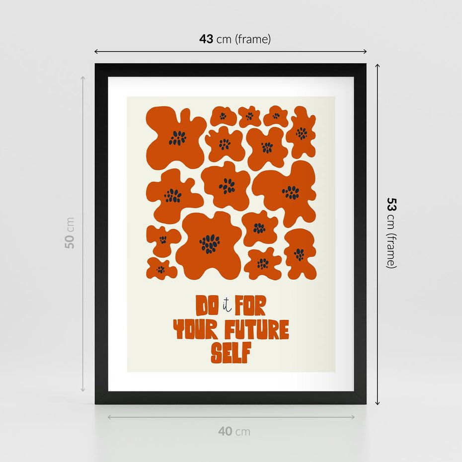 Plakat w ramie 40x50 - Taniec Kolorowych Promieni - self care, kompozycja kwiaty - rama czarna