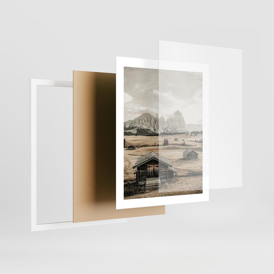 Plakat w ramie 40x50 - Klasyczny Urok Górskich Domków - domki, w górach - rama biała