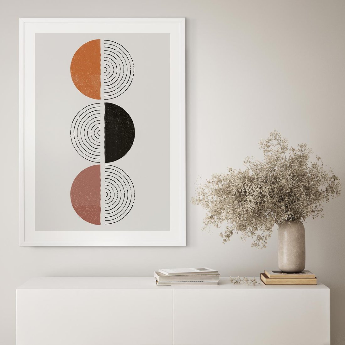 Plakat w ramie 40x50 - Eksperymenty z Geometrią - geometryczny plakat, sztuka nowoczesna - rama biała