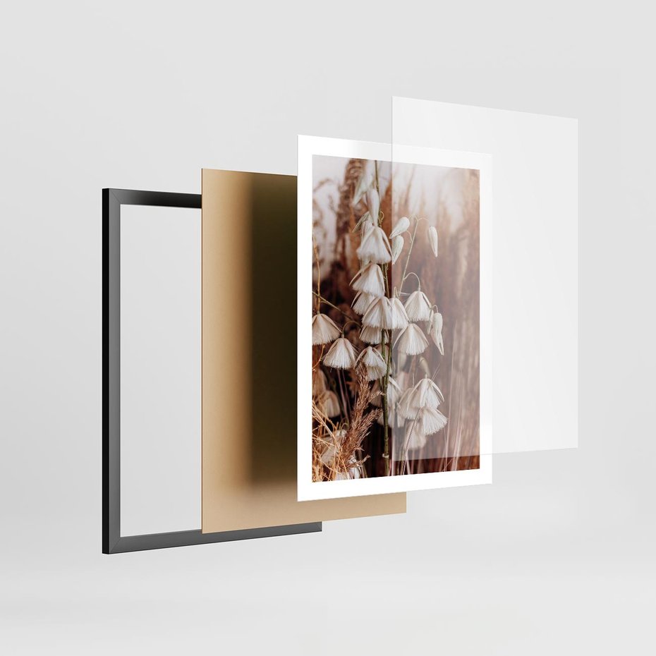 Plakat w ramie 50x70 - Boho Styl z Suchymi Trawami - suche trawy, bogo styl - rama czarna