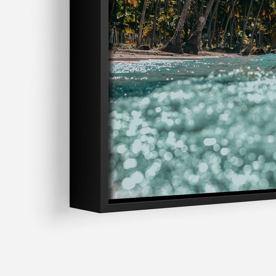 Obraz w ramie 50x70 - Rajskie Wakacje - plaża, palmy - rama czarna