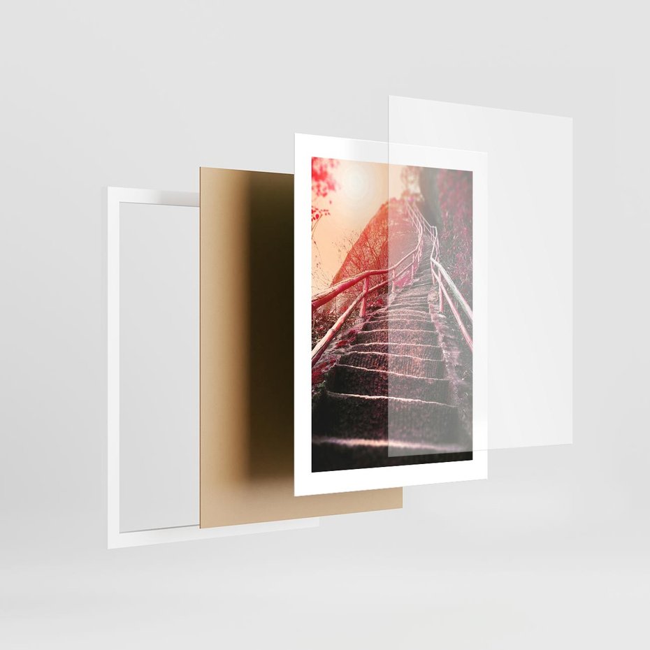 Plakat w ramie 30x40 - Schody prowadzące do nieznanych ścieżek - schody, ścieżka - rama biała