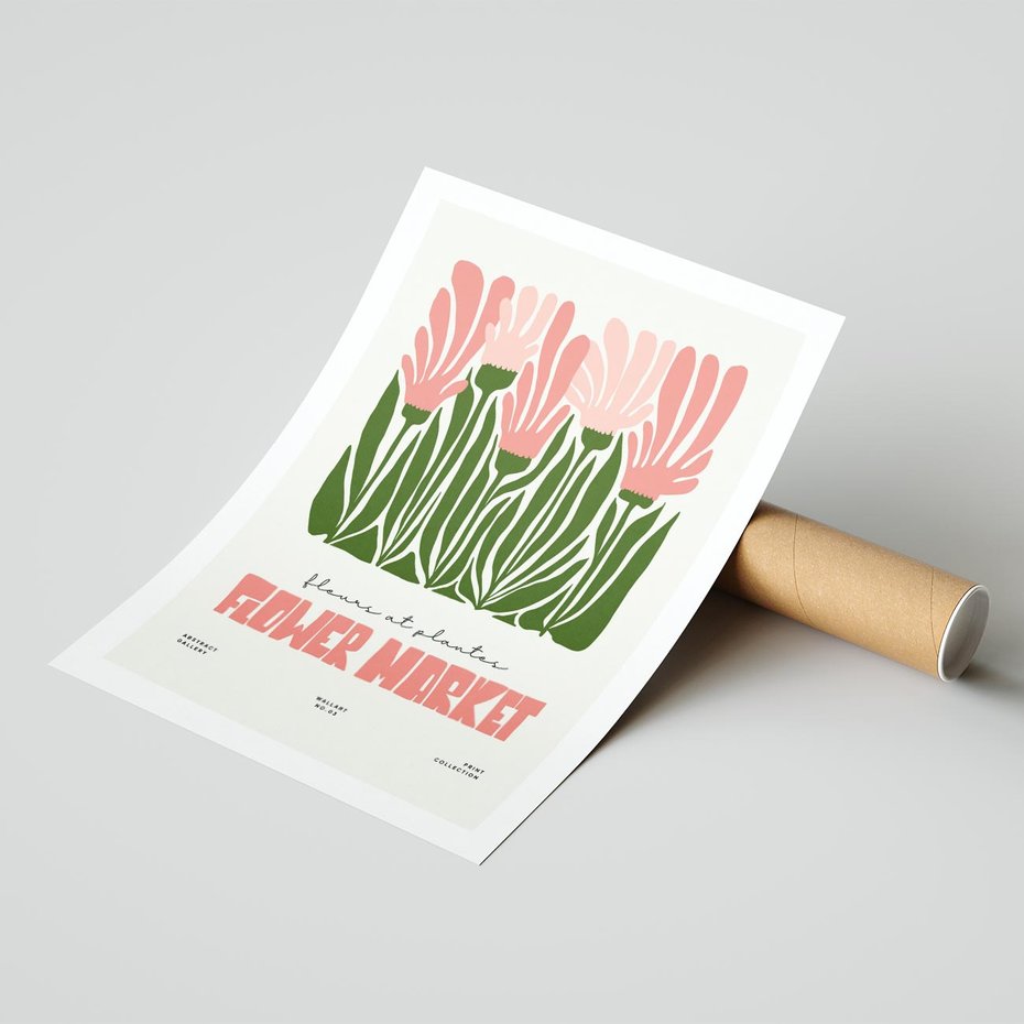 Plakat bez ramy 30x40 - Symfonia Kolorowych Kształtów - nowoczesna grafika, kwiatowa kompozycja