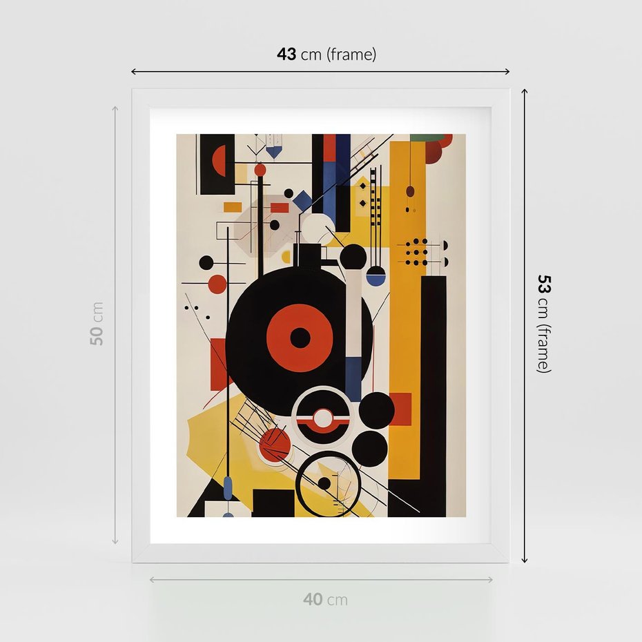 Plakat w ramie 40x50 - Wnętrza Refleksyjnego Światła - modernistyczny obraz, styl bauhaus - rama biała