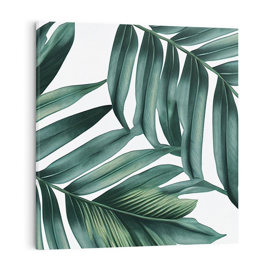 Obraz na płótnie 80x80 - Ruchome liście czasu - liście palmy, tropikalne