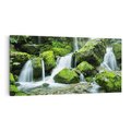 Obraz na płótnie 120x60 - Spokojny wodospad w lesie nad rzeką - wodospad, las