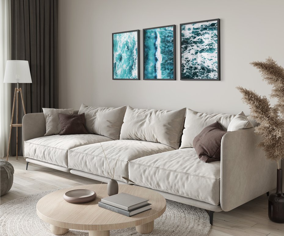 Zestaw obrazy w ramie 40x50 galeria - Morze, fale, ocean, spokój - rama czarna