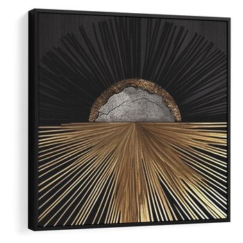 Obraz w ramie 50x50 - Metaliczne Boho Abstrakcje - boho, słońce - rama czarna