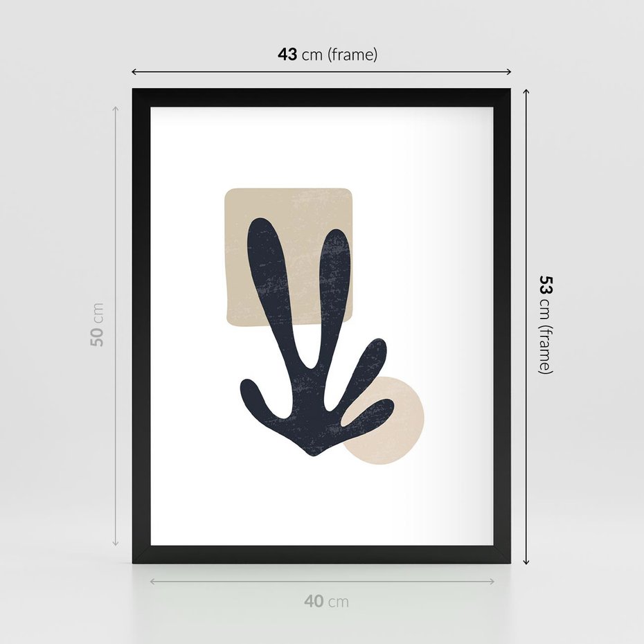 Plakat w ramie 40x50 - Granatowa Odsłona - minimalistyczna nowczesna grafika, styl matisse - rama czarna