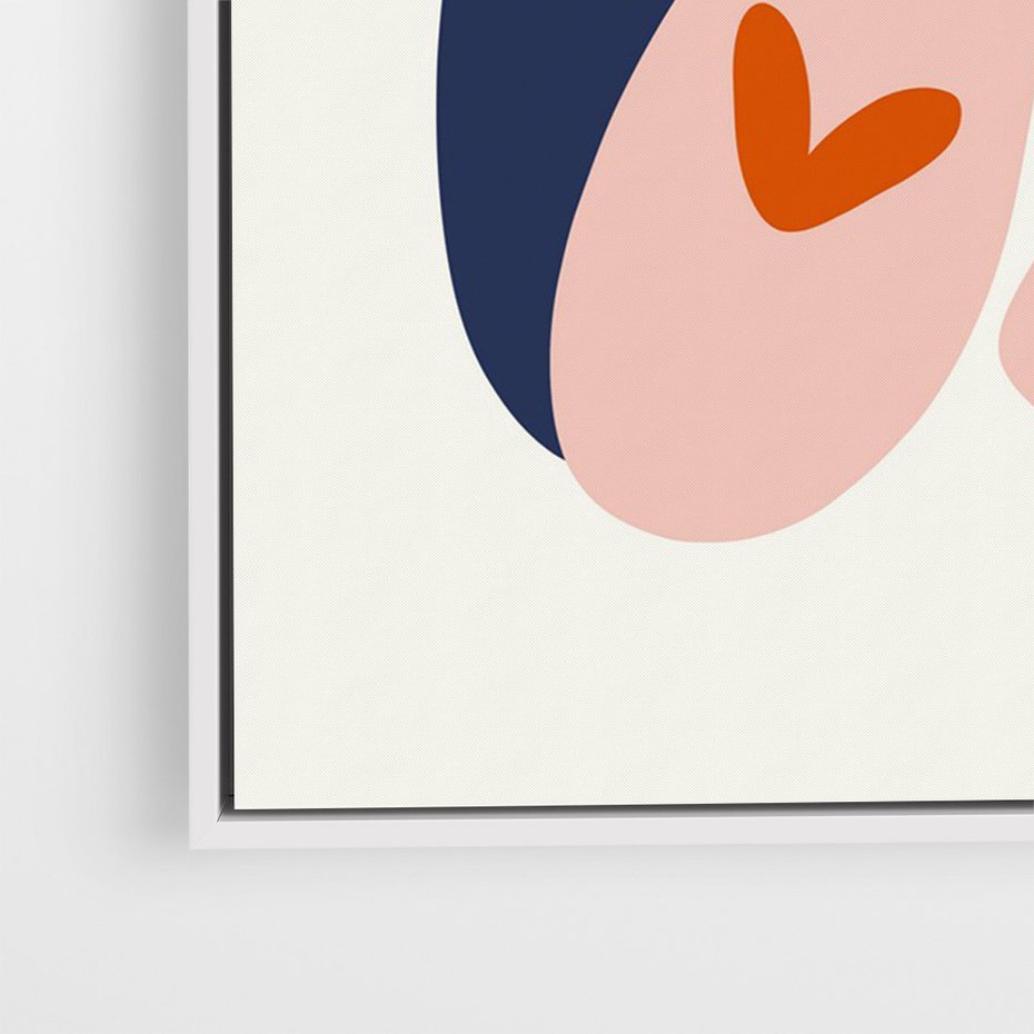 Obraz w ramie 50x70 - Melodia snów na płótnie - zakochana kobieta, graficzny obraz - rama biała