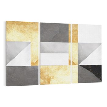Obraz na płótnie 120x80 - Marmur w Geometrycznych Kształtach - geometryczne linie, złoto i szarość