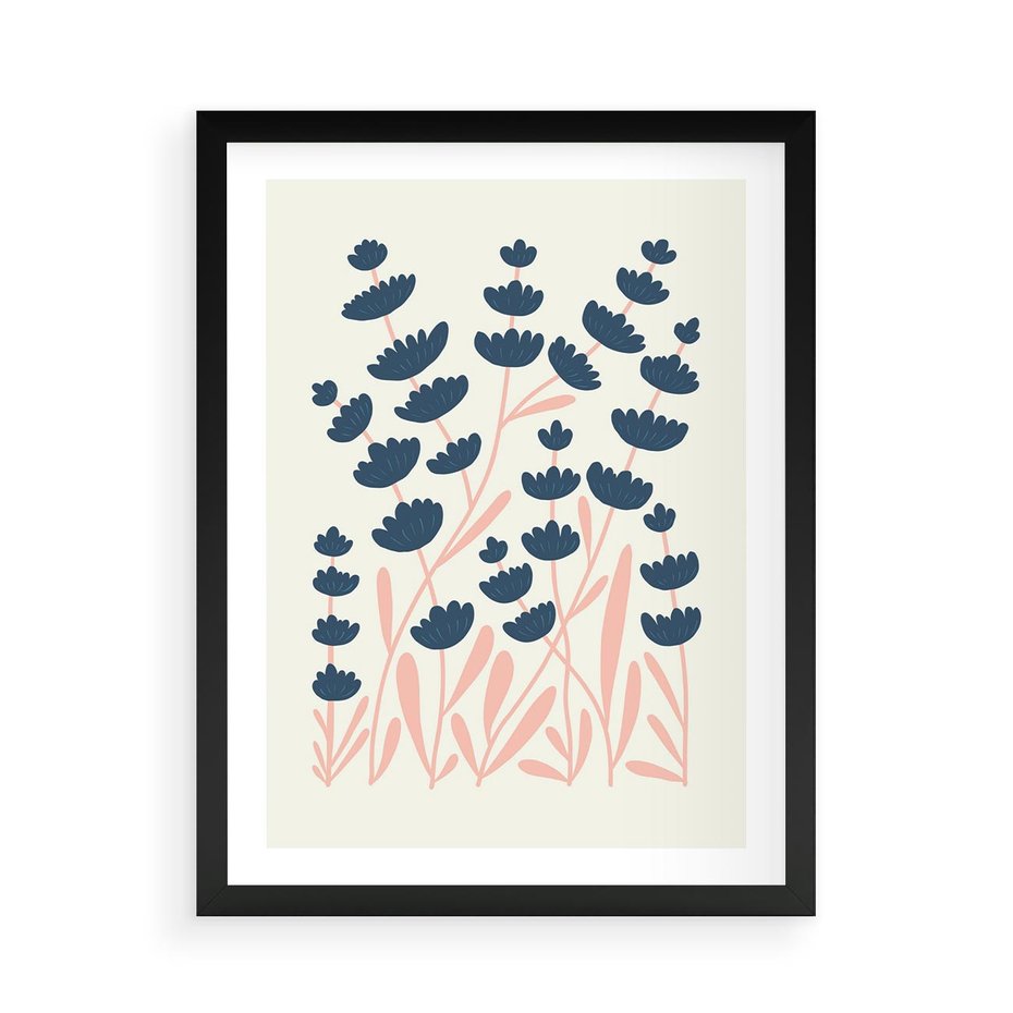 Plakat w ramie 50x70 - Migotliwe Kształty - kwiaty, rośliny - rama czarna