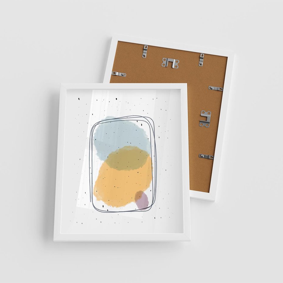 Plakat w ramie 40x50 - Wibracje Linii - abstrakcyjna kompozycja, jak ręcznie malowana - rama biała