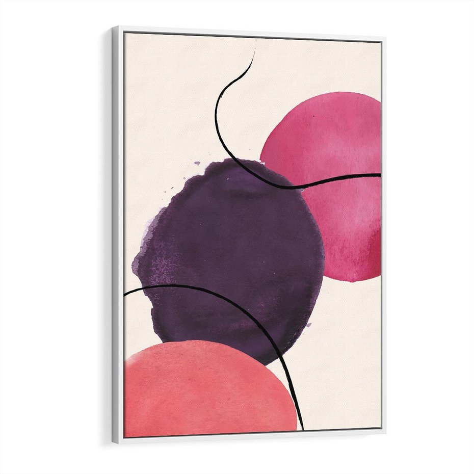 Obraz w ramie 50x70 - Migotliwe Widzenia - abstrakcyjne akwarelowe plamy, nieregularne linie - rama biała