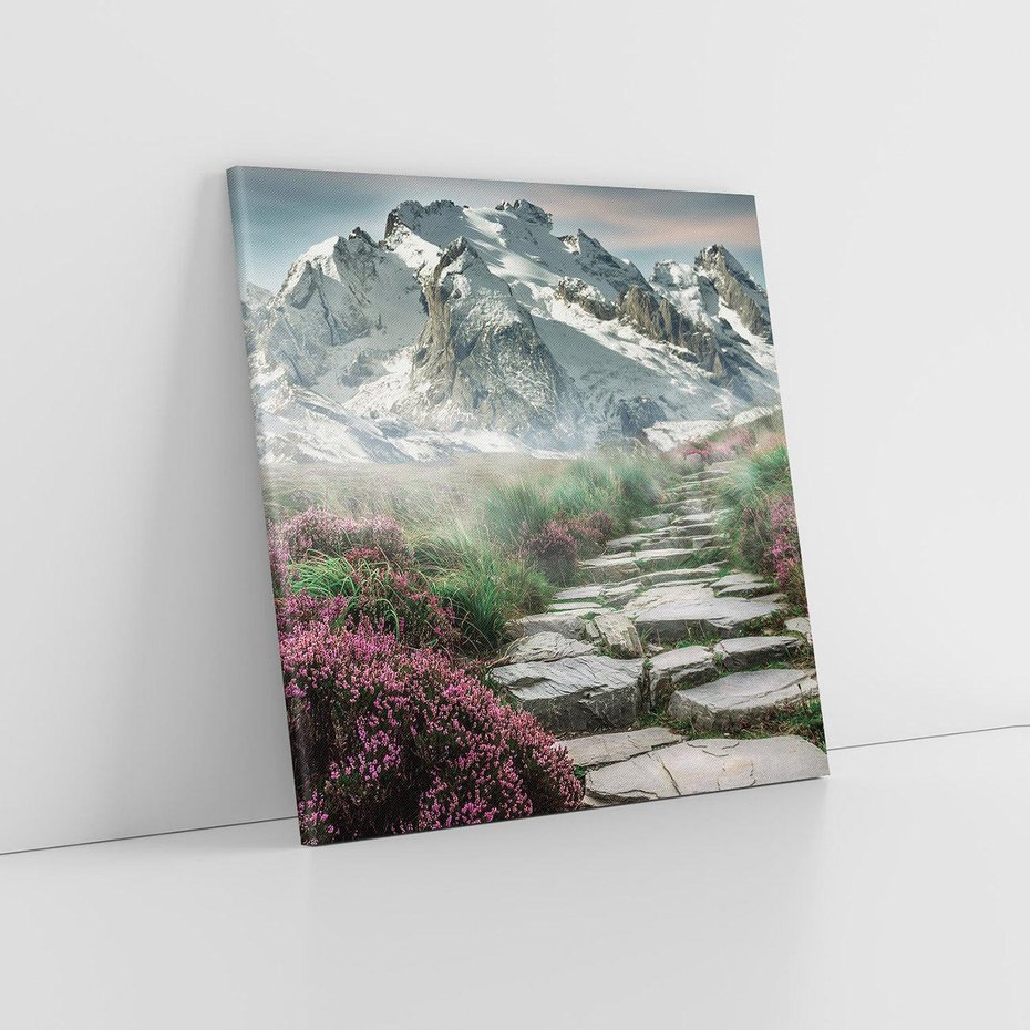 Obraz na płótnie 40x40 - Góry, Ścieżka, Kwiaty - Spacer wśród Przyrody - góry, ścieżka