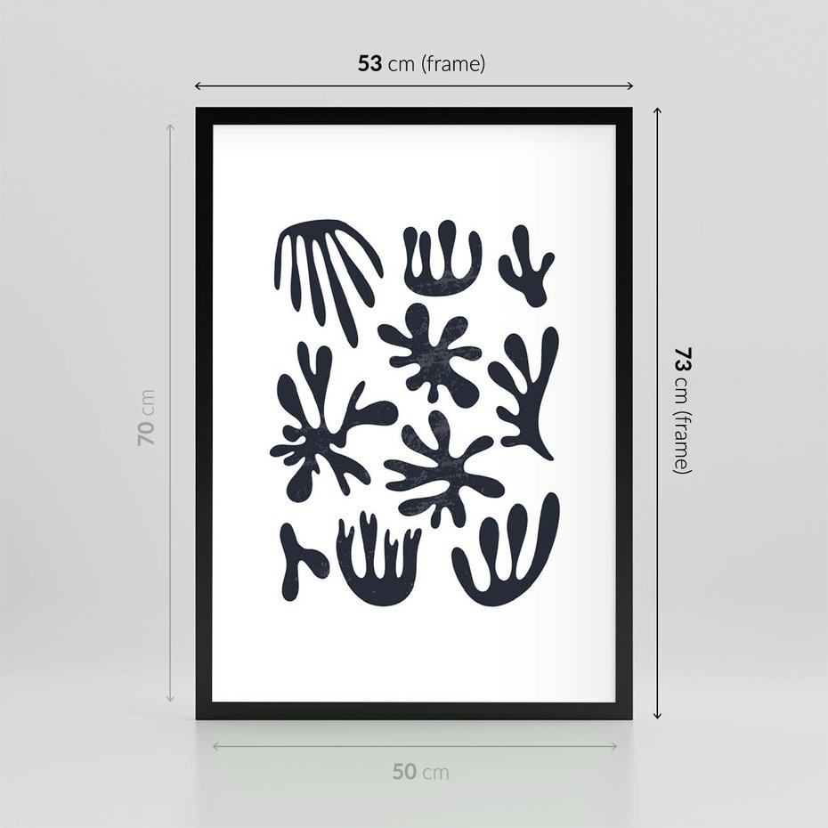 Plakat w ramie 50x70 - Rozmyte Granice Wspomnień - inspiracja mattise, abstrakcja - rama czarna