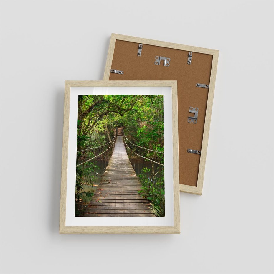Plakat w ramie 30x40 - Przez Dżunglę - most, linowy - rama drewno