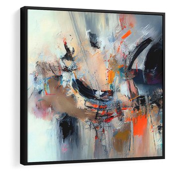 Obraz w ramie 50x50 - Kontrapunkty zatajonych uczuć - dynamiczna abstrakcja, bałagan na płótnie - rama czarna