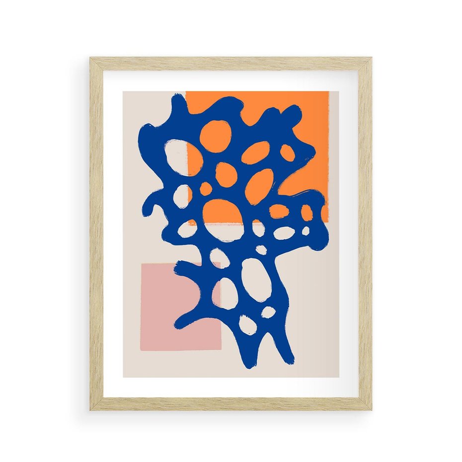 Plakat w ramie 40x50 - Delikatne Plamiste Refleksje - abstrakcja, nowoczesny plakat - rama drewno