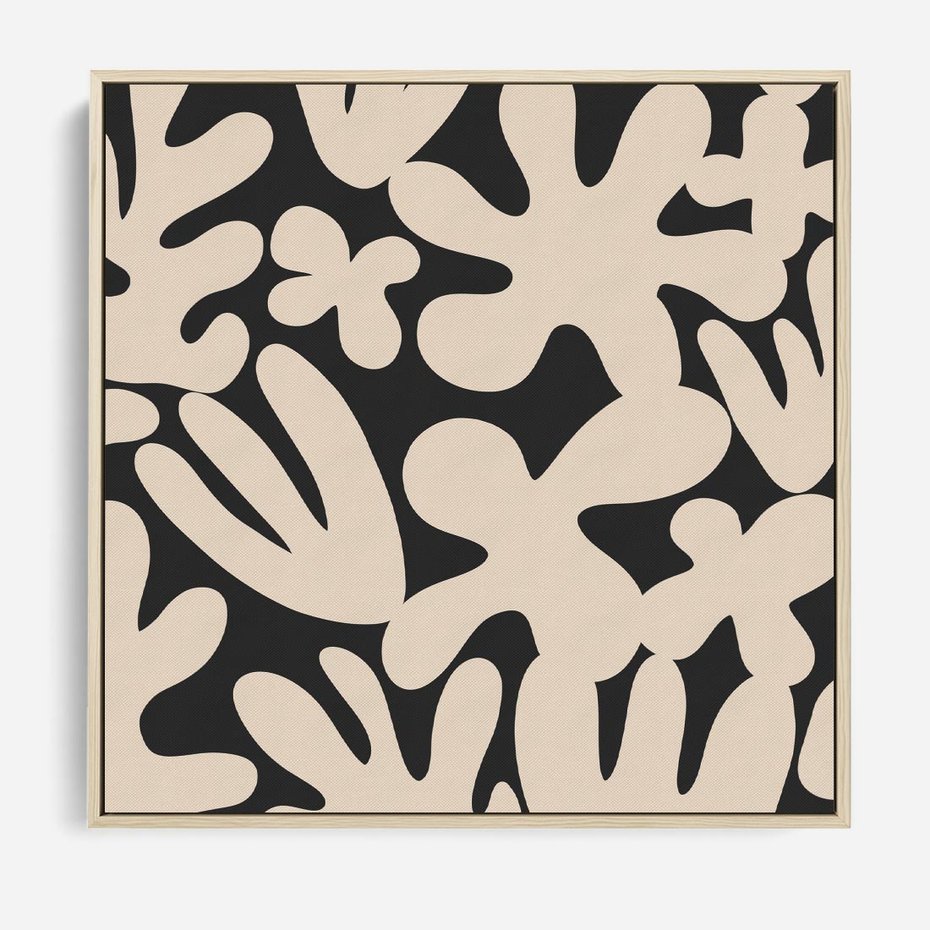 Obraz w ramie 80x80 - Księga Ukrytych Widoków - abstrakcyjne czarno białe formy, minimalizm - rama drewno