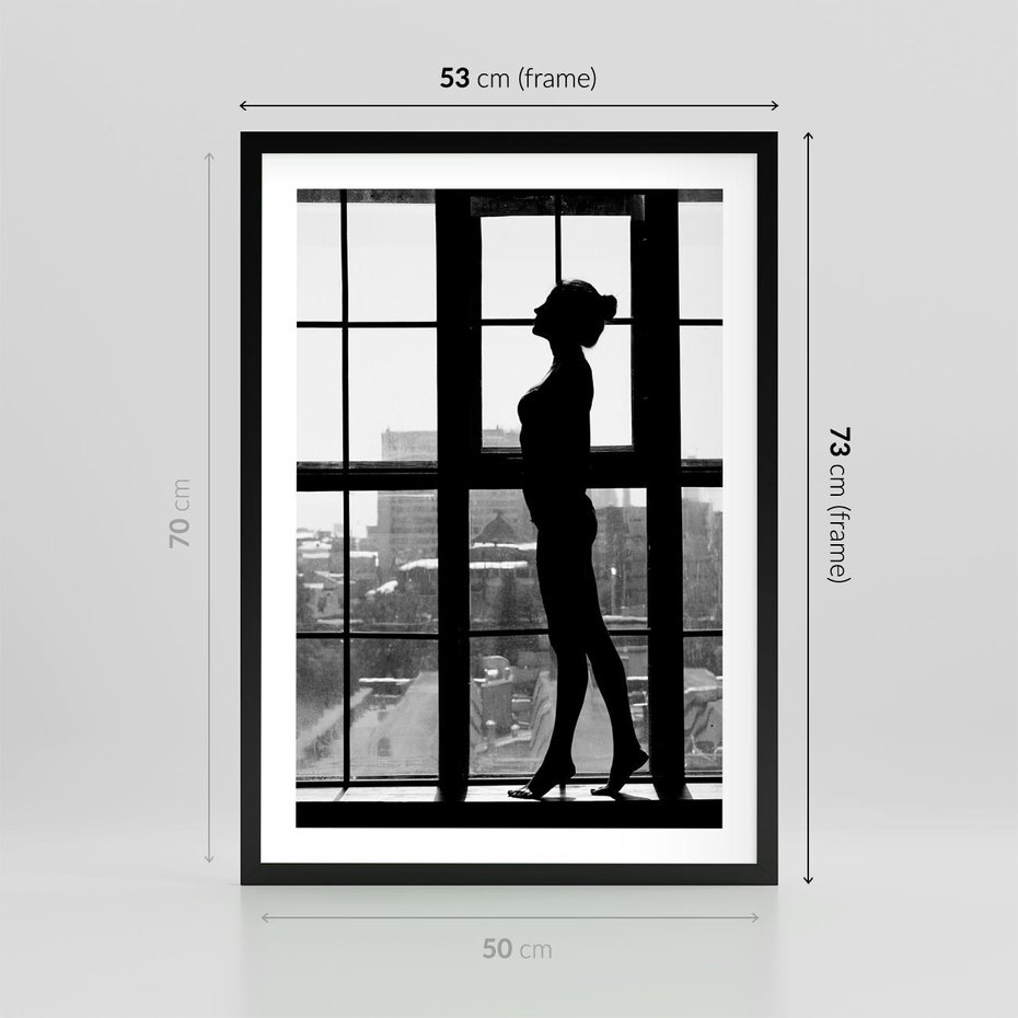 Plakat w ramie 50x70 - Piękno Kobiecej Formy - retro zdjęcie, czarno białe - rama czarna