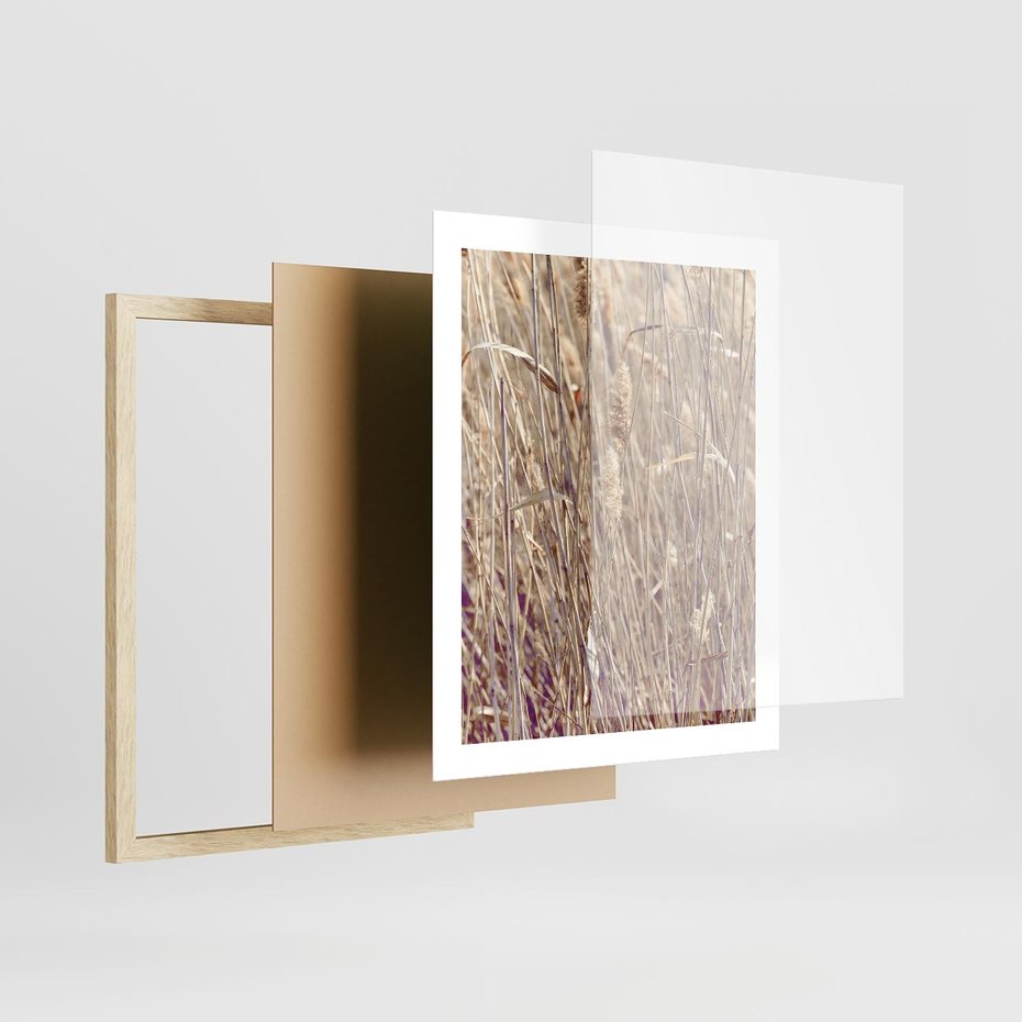 Plakat w ramie 40x50 - Suche Trawy w Wyjątkowym Stylu - suche trawy, boho styl - rama drewno