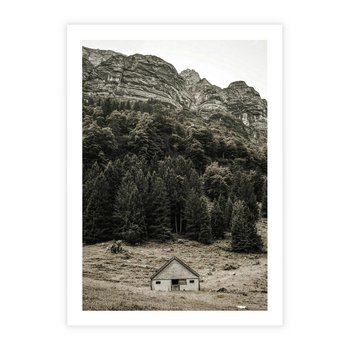 Plakat bez ramy 30x40 - Dom w Odcieniach Natury - domek w górach, góry