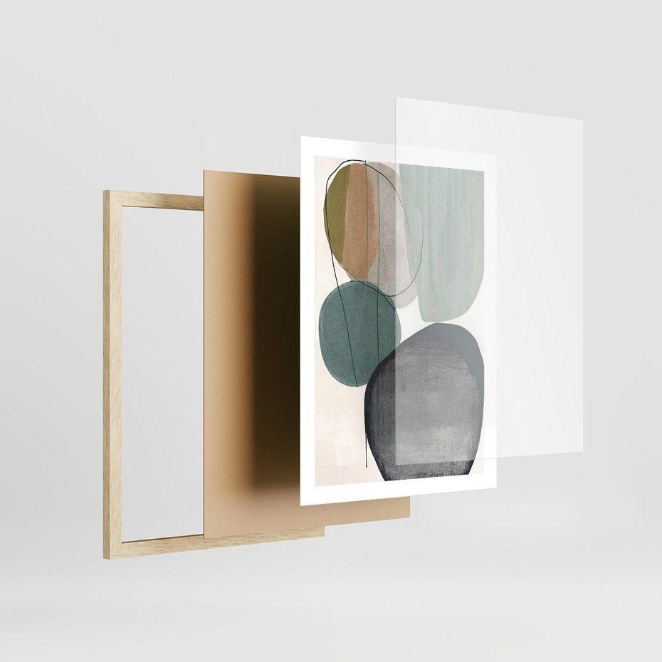 Plakat w ramie 50x70 - Plama za Plamą - abstrakcyjny obraz olejny, plamy - rama drewno