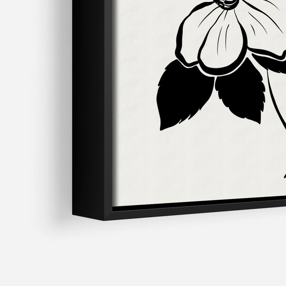 Obraz w ramie 50x50 - Poezja kwiecistej kreski - kwiaty, minimalistyczne - rama czarna