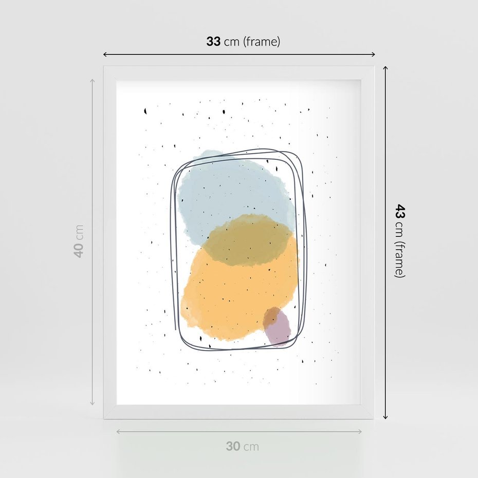 Plakat w ramie 30x40 - Wibracje Linii - abstrakcyjna kompozycja, jak ręcznie malowana - rama biała