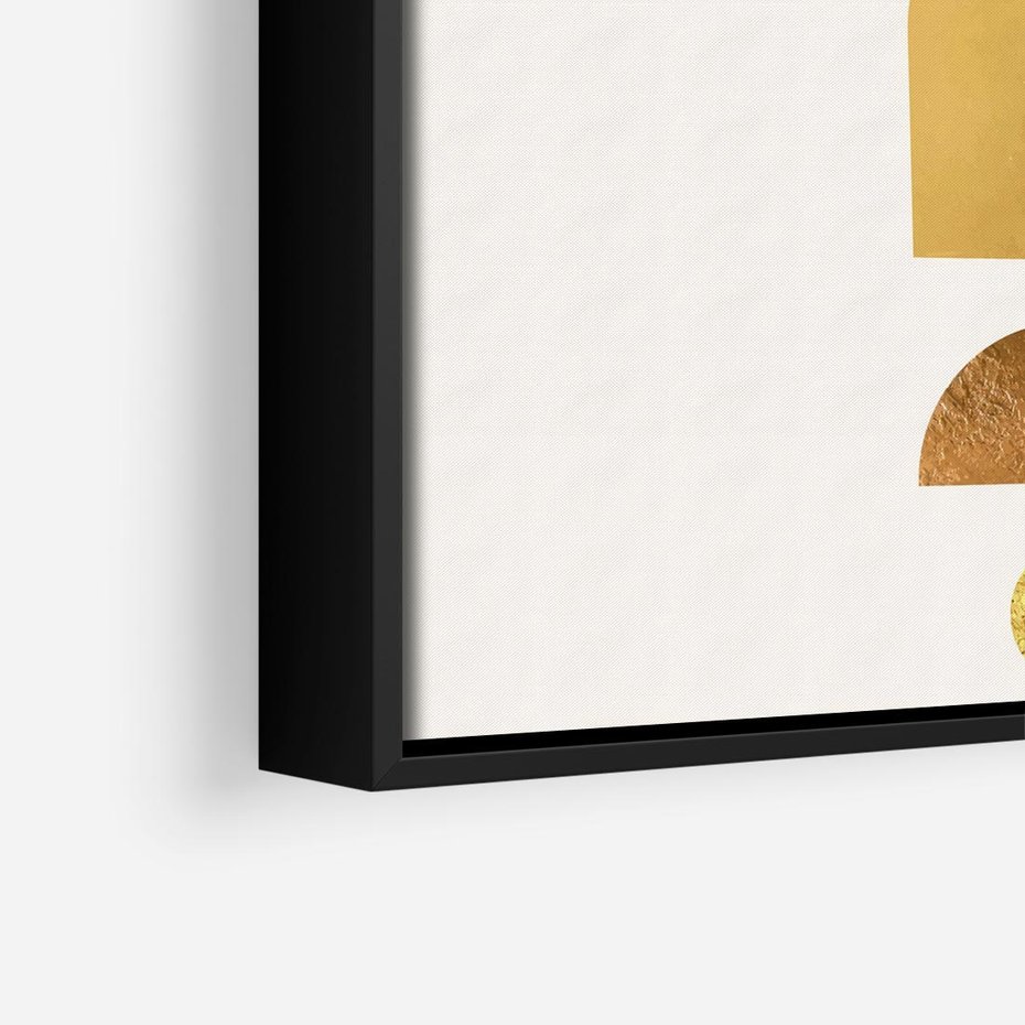 Obraz w ramie 50x50 - Abstrakcyjne Wzory - geometryczne złote kształty, tekstura - rama czarna