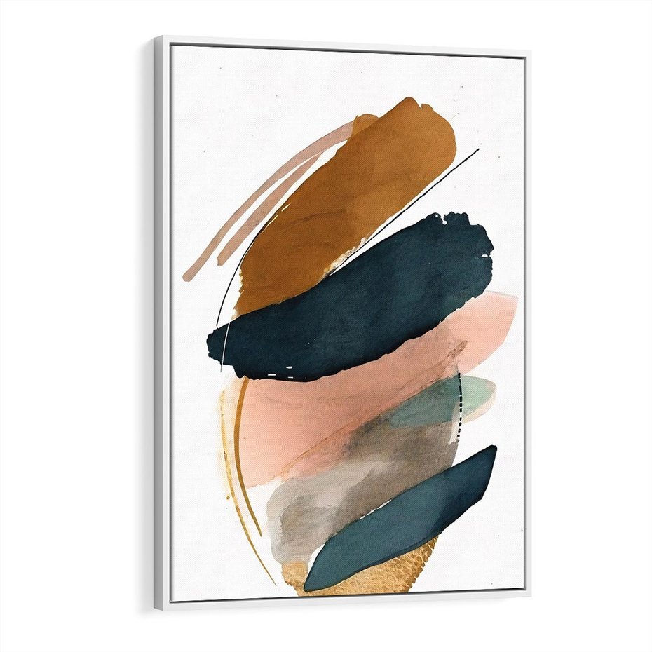 Obraz w ramie 70x100 - Migocące Impresje Przestrzeni - abstrakcyjny obraz, kolory ciepłe - rama biała