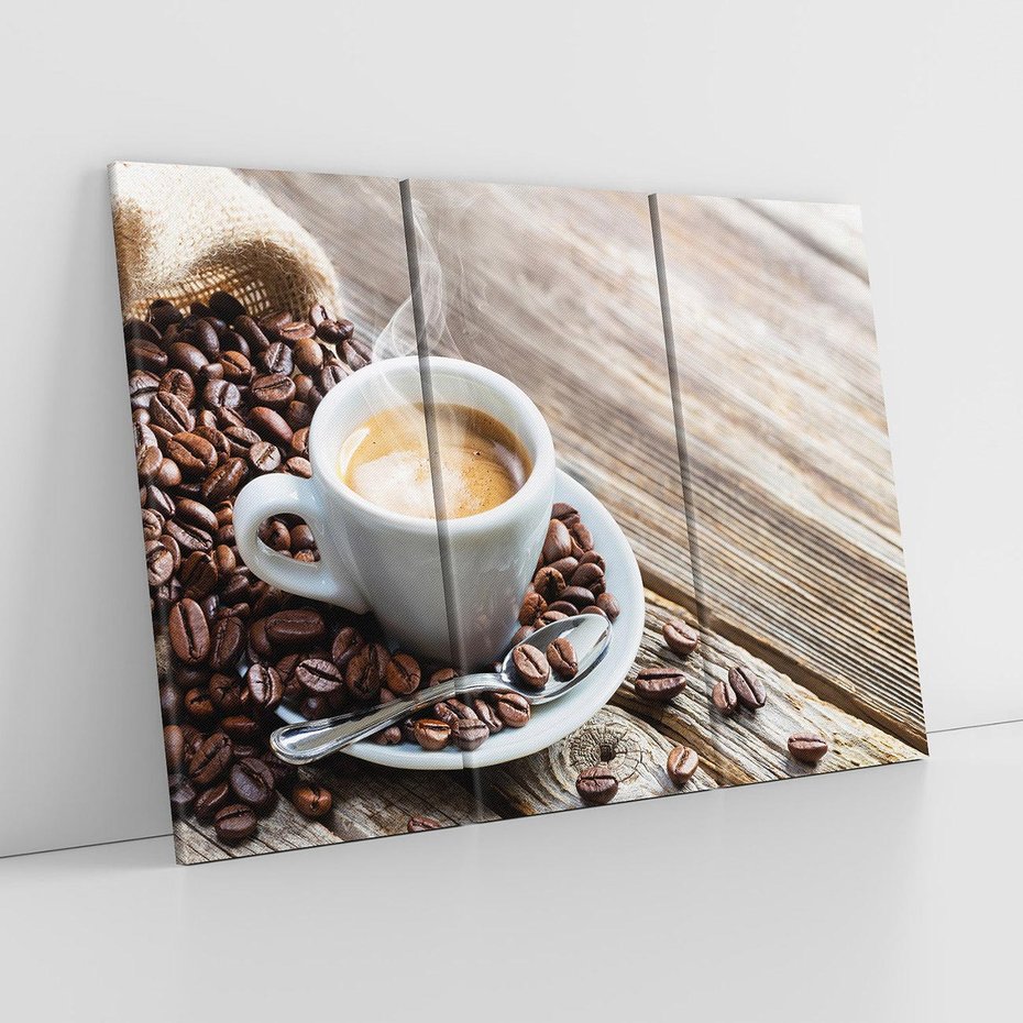 Obraz na płótnie 120x80 - Kawa w filiżance: aromatyczna chwila - kawa, filiżanka