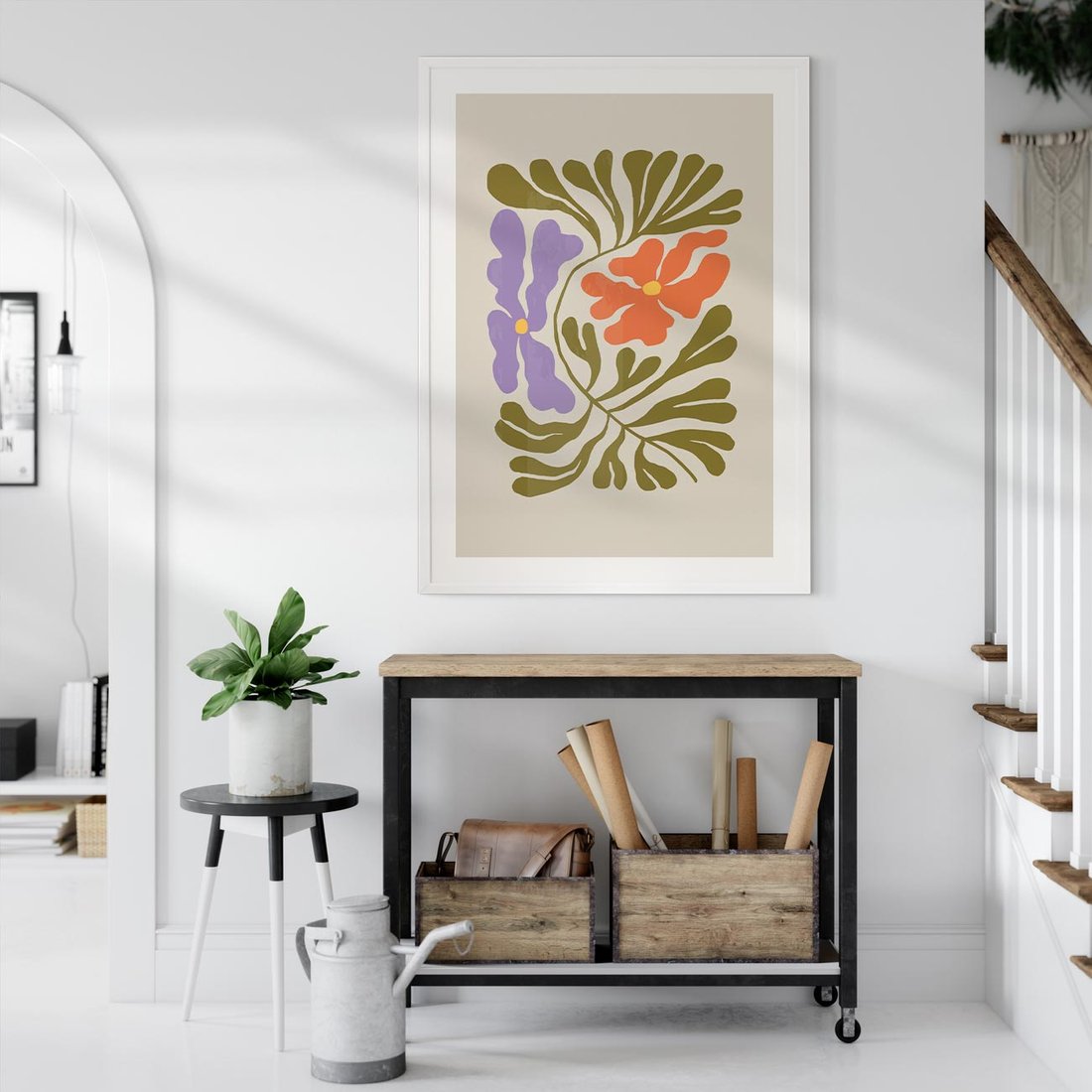 Plakat w ramie 30x40 - Bezgraniczne Impresje - kwiaty, abstrakcja - rama biała