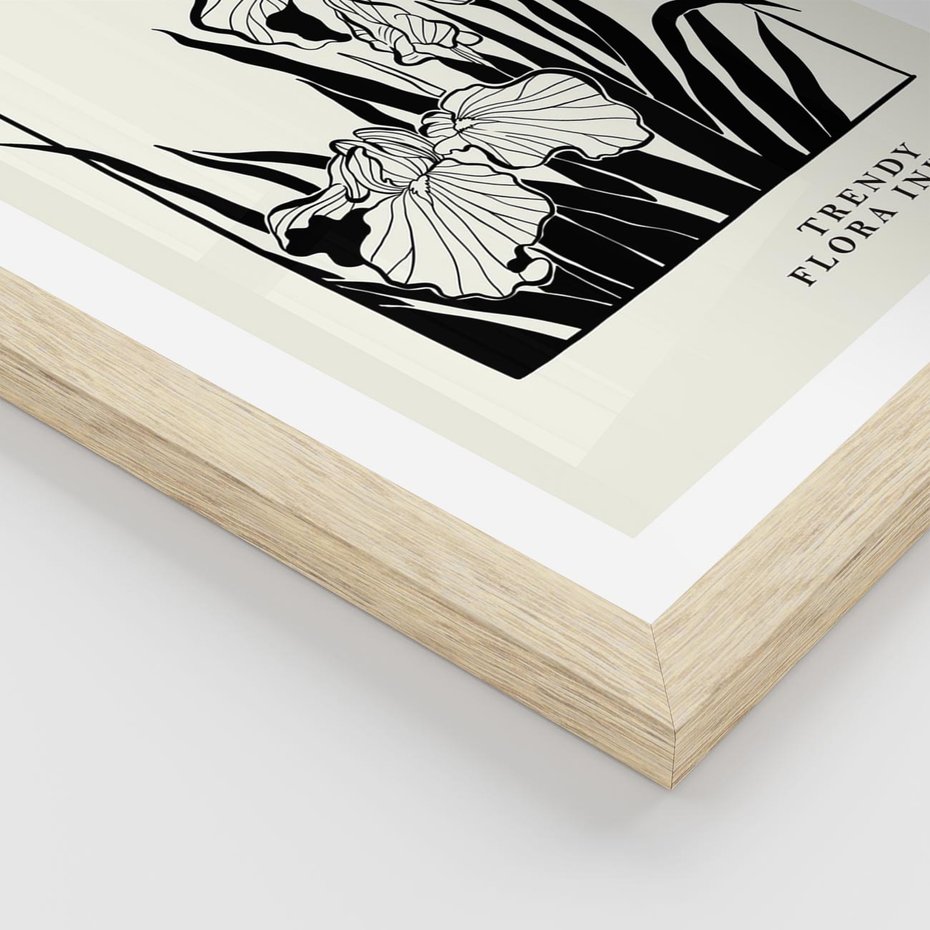 Plakat w ramie 30x40 - Spojrzenia na szkicowaną przeszłość - kwiaty, typografia - rama drewno