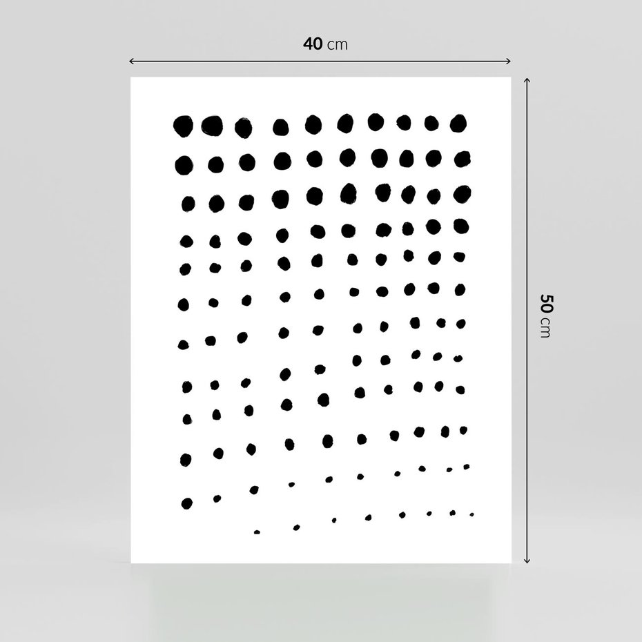 Plakat bez ramy 40x50 - Abstrakcyjna Transformacja - abstrakcyjna kompozycja z czarnych kropek, minimalistyczny czarno bialy plakat