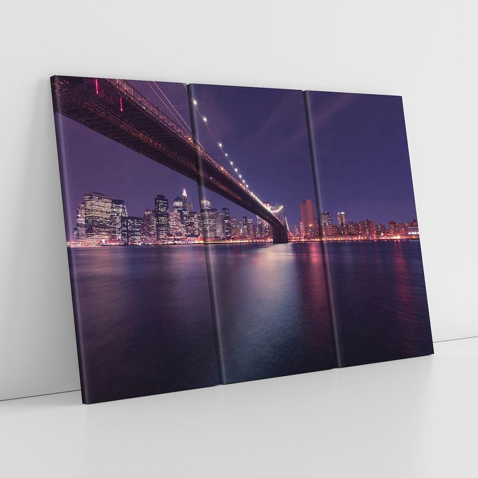 Obraz na płótnie 120x80 - Most w Nowym Jorku nocą - most, Nowy Jork