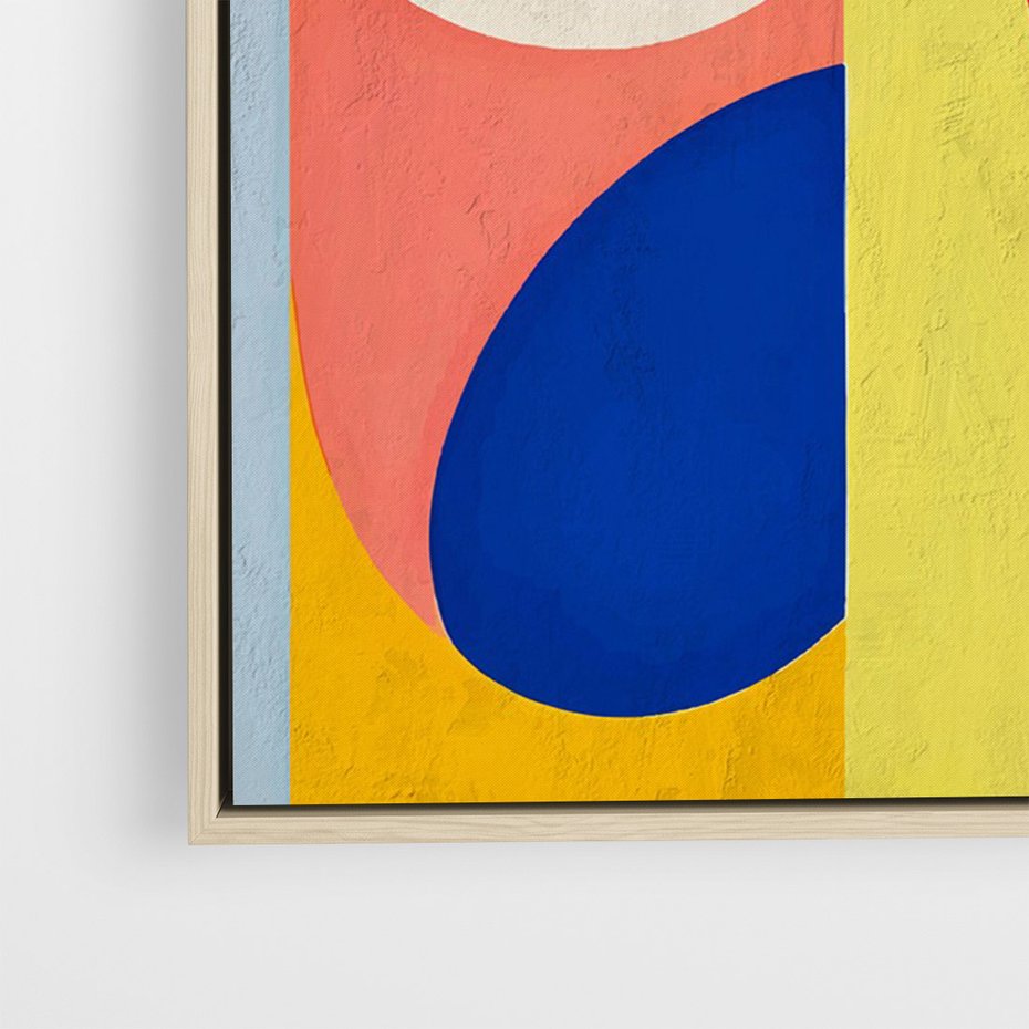 Obraz w ramie 50x70 - Harmonia Kolorowych Impulsów - abstrakcyjne geometryczne kształty, olejny obraz - rama drewno