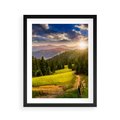 Plakat w ramie 40x50 - Zachód słońca na łące - zachód, łąka - rama czarna