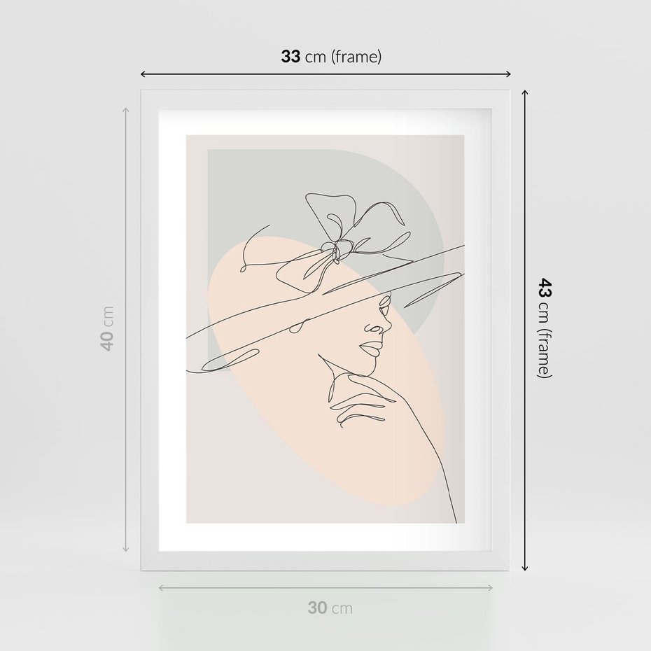 Plakat w ramie 30x40 - Twarz Kobiety w Pastelach - minimalistyczna grafika, pastelowe tłó - rama biała