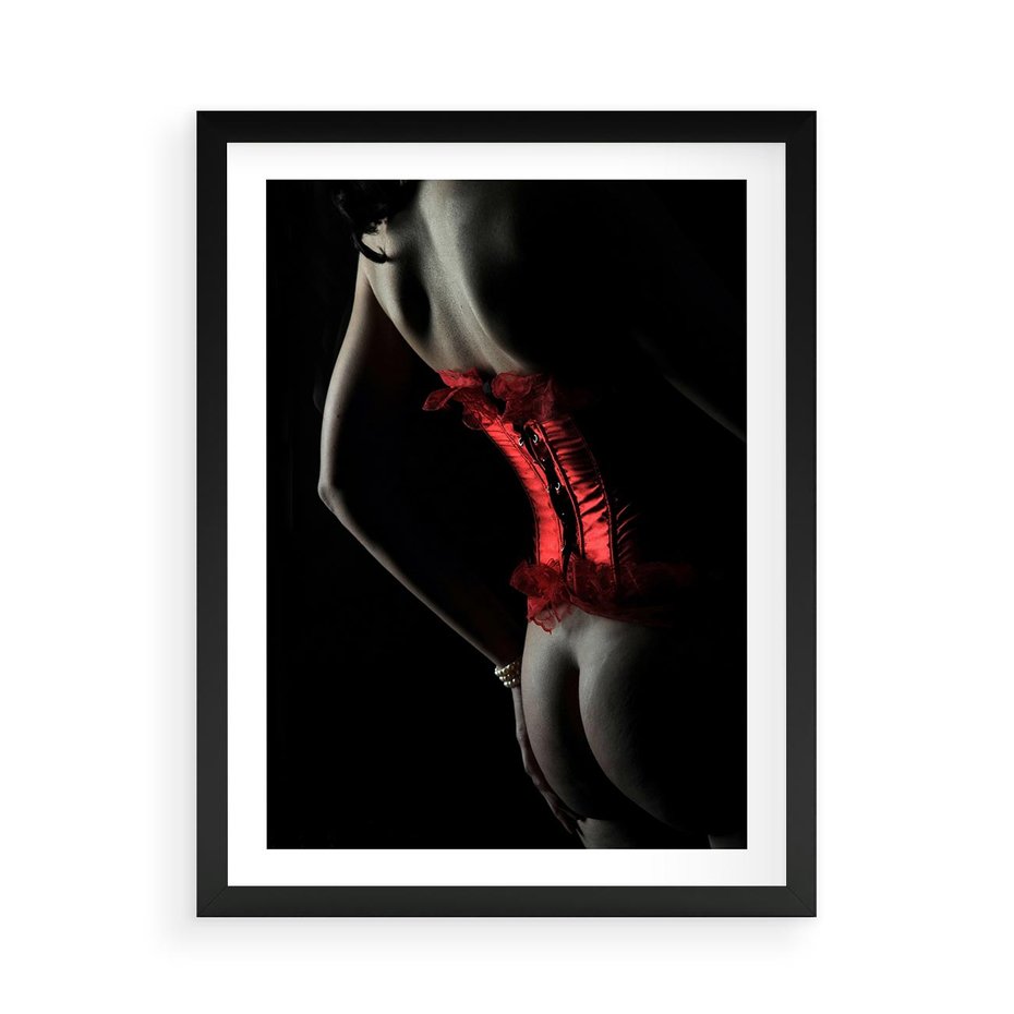 Plakat w ramie 50x70 - Piękno i Siła - akt, kobieta - rama czarna