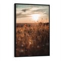 Obraz w ramie 50x70 - Zachwyt zachodem słońca na łące - zachód, słońca - rama czarna